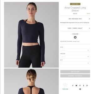 ISO LULULEMON ARISE LS CROP TOP